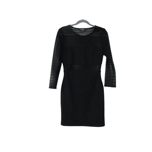 Lulus Dresses & Skirts - Lulus Black Mesh Dress Bodycon Mini Ribbed Sz  M Minimalist Whimsygoth Fairy